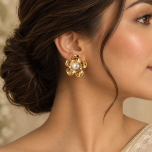 Alternative view of Rosalie Pearl Flower Earrings