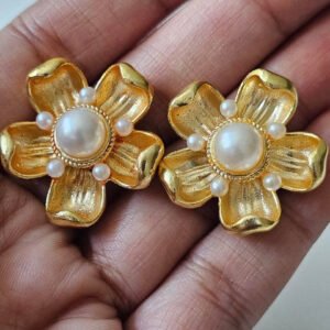 Rosalie Pearl Flower Earrings - Image 3